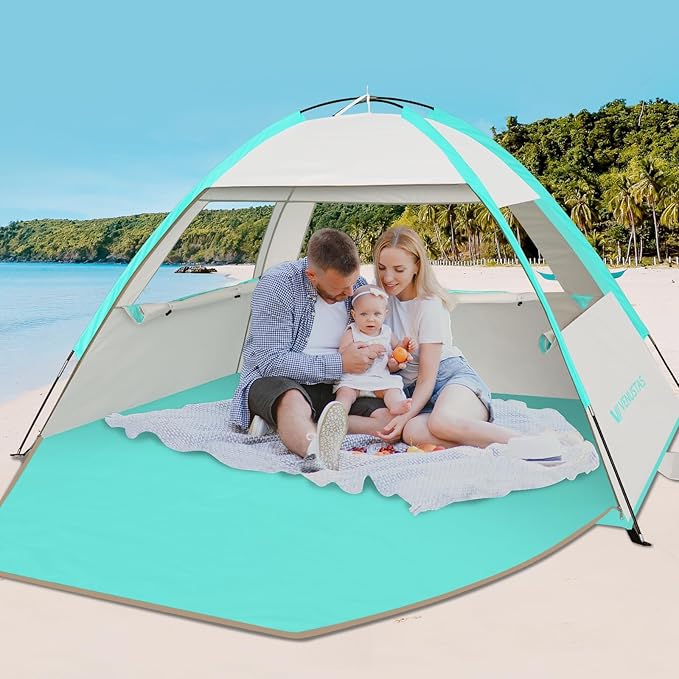 Venustas Beach Tent Sun Shelter for 3/4-5/6-7/8-10 Person, UPF 50+ UV Protection Beach Canopy, Lightweight and Easy Setup Cabana, Portable Shade Tent