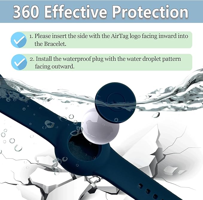 Waterproof Bracelet for AirTag Kids, Personalized Initial Letter Hidden Holder Compatible with Air Tag, Silicone Case for Airtag Adjustable Anti-Lost GPS Tracker for Toddler Child Elder, L