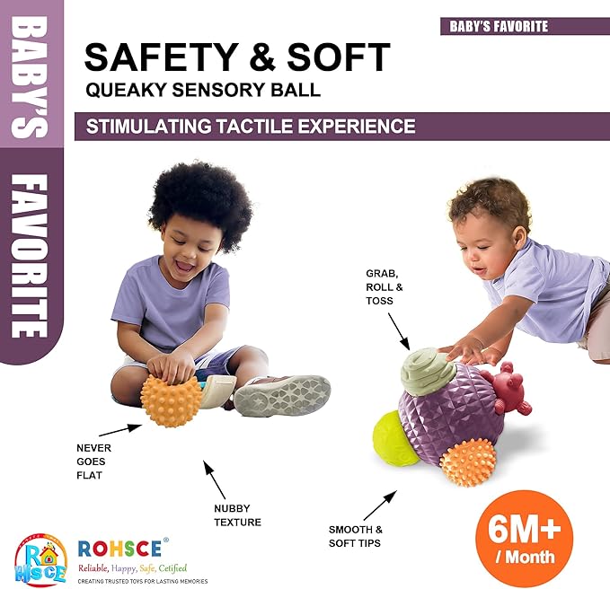 Sensory Balls for Toddlers 1-3, Montessori Toys for Babies 6-12 Months, Easter Baby Toys, Sensory Balls for Easter Basket, BPA Free Teething Gift, Toddler Bath Toys with Multi Textured