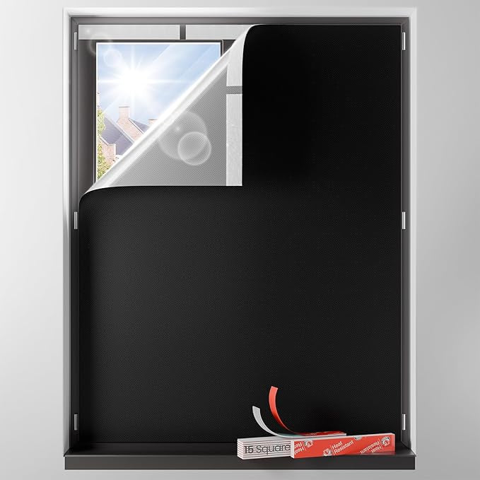 Sumobaby Blackout Curtains for Bedroom Portable 67"x84",No Drill Blackout Shades with Upgraded Hook&Loop Tapes,100% Black Out Window Cover,Thermal Insulated Blinds for Bedroom,Nursery(1 Panel,Black)