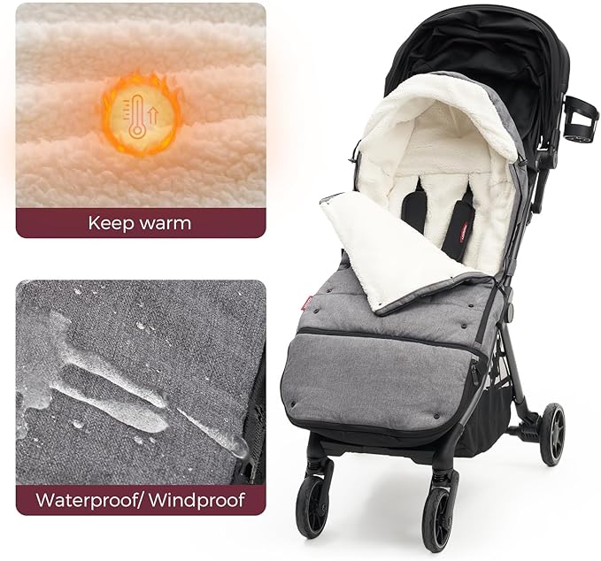 Momcozy Stroller Footmuff | Universal, Weather-Proof, Warm Stroller Bunting Bag | Extendable Winter Cover | Adjustable Buckle