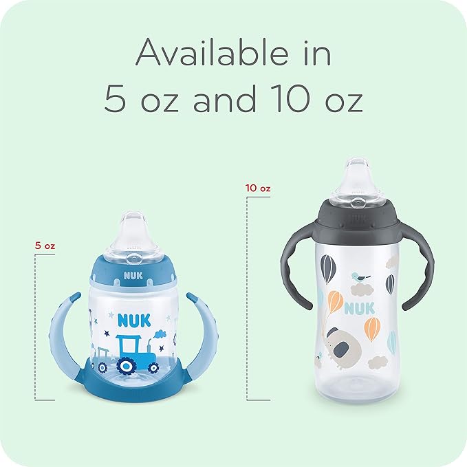 NUK Learner Cup, 5 Oz, 2-Pack, Clouds & Stars – BPA Free, Spill Proof Sippy Cup