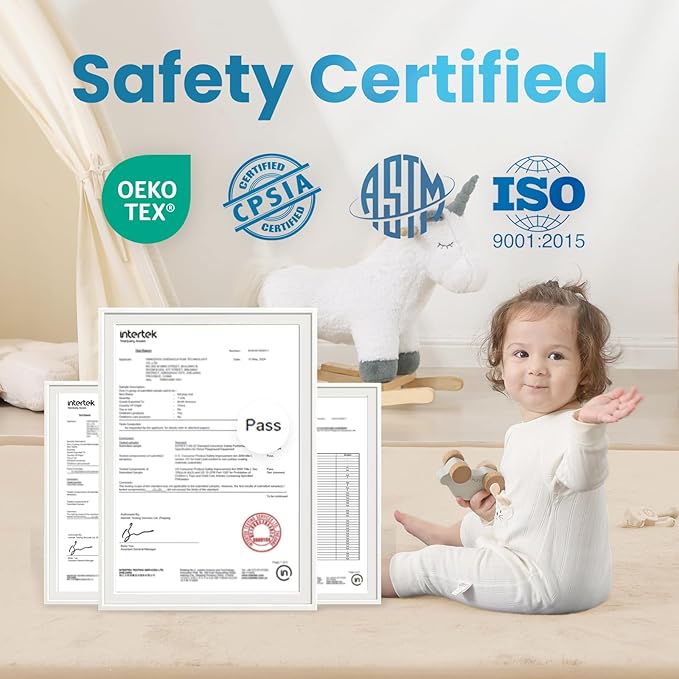 1.3" Thick Baby Play Mat for Floor, 79x118 Large Foam Tummy Time Mat, Padded Support Soft Plush Nursery Rug for Infant Kids Toddler Crawling Kick Activity (Beige)