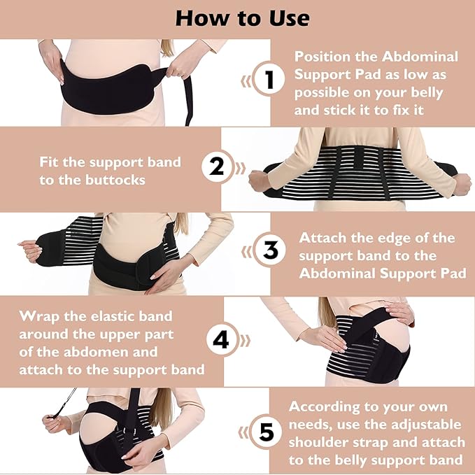 Belly Bands For Pregnant Women - Maternity Belt Pregnancy Support - Breathable Abdominal Binder, Back Support, Multiple Sizes And Colors For All Stages Of Pregnancy & Postpartum