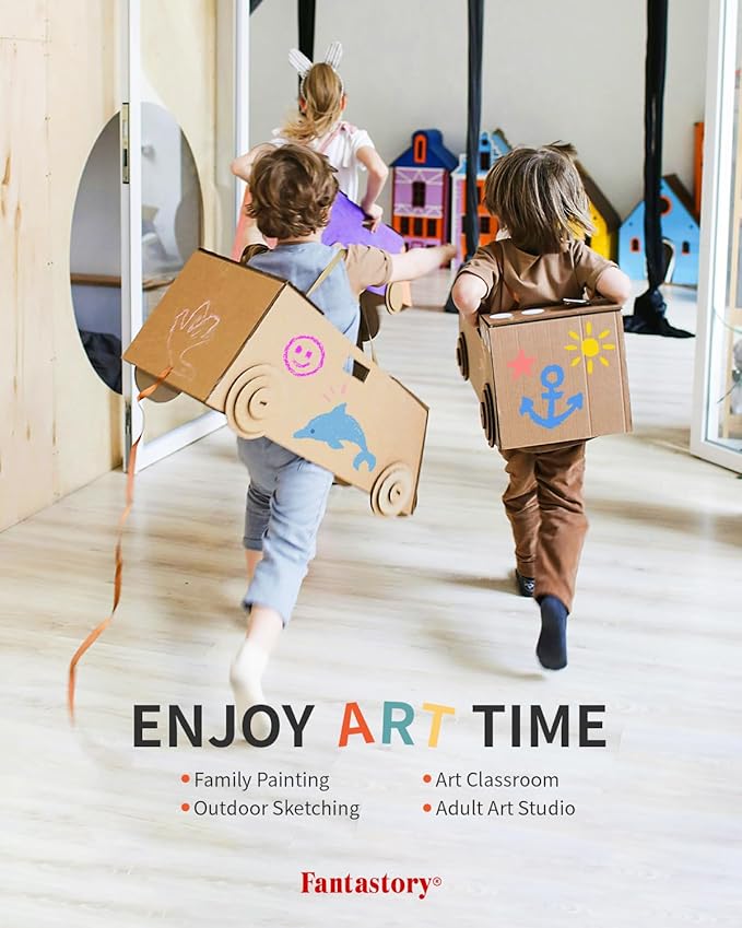 Fantastory Tempera Paint for Kids 24 Colors (2 oz Each) Washable Tempera Paint, Kids Poster Paint Sponge Painting, Non-Toxic Kids Paint Finger Paints Hand Paints Bottles Gifts