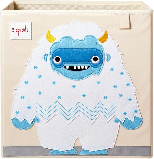 3 Sprouts Toy Storage Organizer: Toy Box Cube Organizer for Playroom, Nursery - Foldable Storage Bin - Yeti