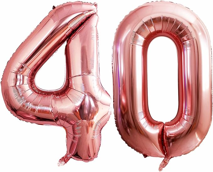 GOER Number 40 Balloons for 40th Birthday Party Decorations,42 Inch Jumbo Foil Helium Balloons for 40th Anniversary (Rose Gold)