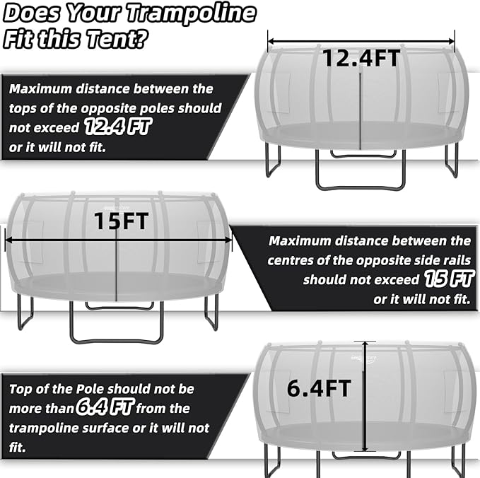 Gardenature 10FT/12FT/14FT Trampoline Tent(Tent Only), Fit Round Trampolines, Shade Cover with LED Light, Outdoor Trampolien Accessories, Anti-Tear, Beige