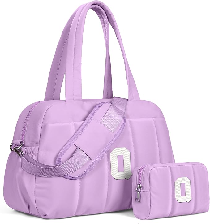 College Gifts for Women-Initial Duffle Bag, Carry On Bags for Women，Overnight Bag with Wet Pocket，Lightweight Travel Bags Personalized Gym Tote with Makeup Pouch