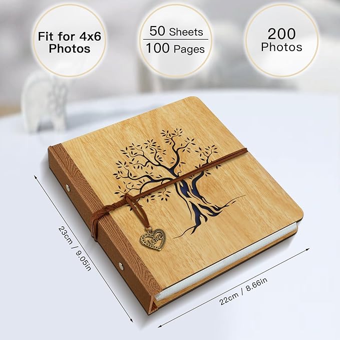 ZEEYUAN 4x6 Photo Album Small Holds 200 Pictures Life Tree 4x6 Family Photo Album,Grandma Gifts Mothers Day Gift for Mom from Daughter Son Fathers Day Gift for Dad