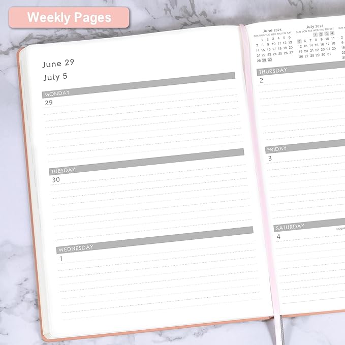 2026 Planner - JAN 2026 - DEC 2026, Planners 2026, Planner Weekly and Monthly, Leather Cover Calendar Planers with Thick Paper, Back Pocket with Notes Pages, Pink (8.5" x 11")