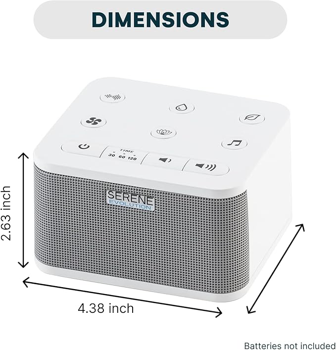 Serene Evolution 30 Sound White Noise Machine - Sleep Machine for Adults, Baby With Rain, Ocean, Pink Noise - Brown