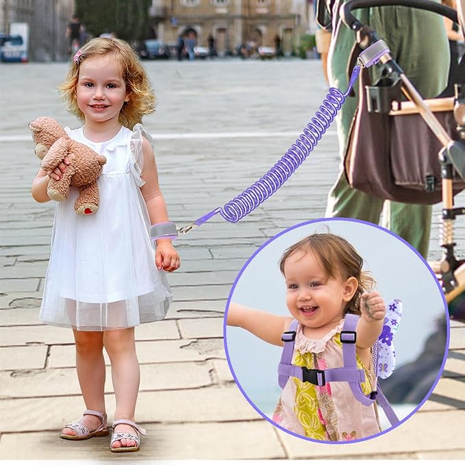 Accmor Toddler Harness Leash, 3 in 1 Cute Butterfly Kids Leash + Anti Lost Wrist Link for Outdoor Travel, Adorable Child Walking Harness Wristband Assistant Mini Strap Belt Protector for Baby Girls