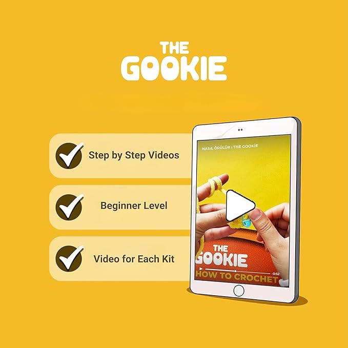 THE GOOKIE Amigurumi Crochet Kit for Beginners – DIY Crochet Kit with Yarn, Hook, Eyes & Stuffing – Easy Starter Set with Video Tutorials – Cute Plush Toy Craft Gift for Kids, Teens & Adults (Chick)