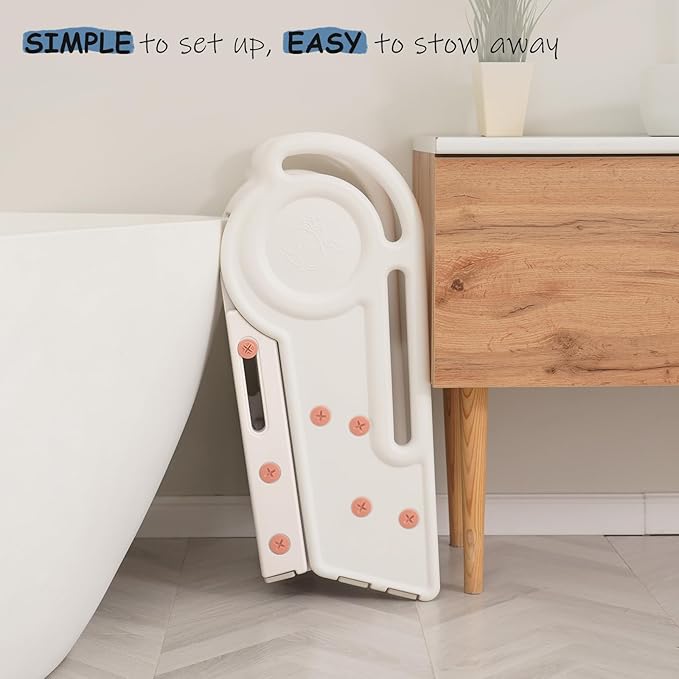 Pink 3 Step Stool for Toddlers Girls, Foldable 2 Step Stool for Kids Bathroom Sink Toilet Potty, Collapsible Heavy Duty Child Learning Kitchen Tower with Rails for Counter Bed Bedroom