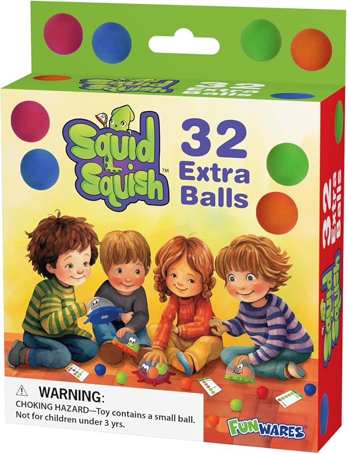 Funwares Colorful Squid Squish: Fast-Paced Floor Game for Kids, Interactive Learning, Hand-Eye Coordination, Counting and Color Game, Active Play, 2-4 Players, Ages 4-8 - (32 Spare Balls)