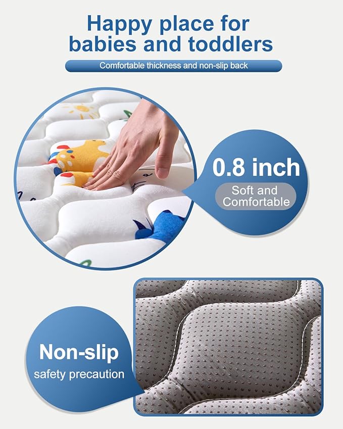 Odorless Premium Foam Baby Play Mat 36" x 36", Soft Microfiber Fabric Crawling Mat for Floor- Comfortable and Hypoallergenic, Non-Slip Cushioned Floor Playpen mat for Infants,Babies,Toddlers