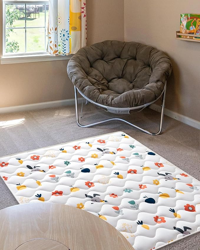 Odorless Premium Foam Baby Play Mat 79" x 59", Soft Microfiber Fabric Crawling Mat for Floor- Comfortable and Hypoallergenic, Non-Slip Cushioned Floor Playpen mat for Infants,Babies,Toddlers