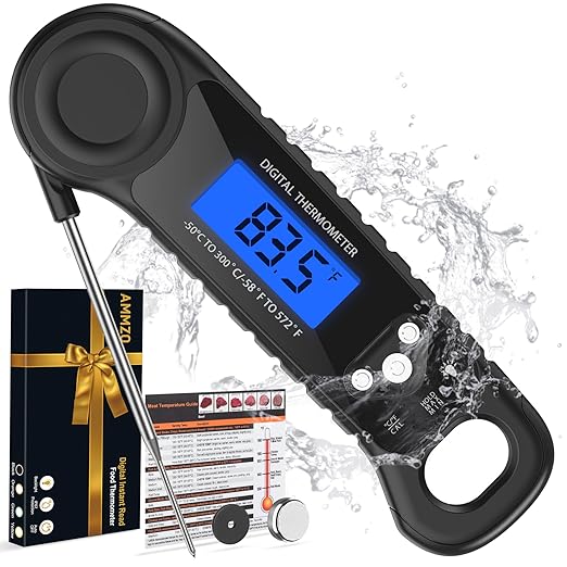 Meat Thermometer Digital, Instant Read Food Thermometer for Cooking Deep Fry BBQ Oven Grill Smoker Roast and Candy Thermometer, Camping & Kitchen Essentials, Gifts for Men Women