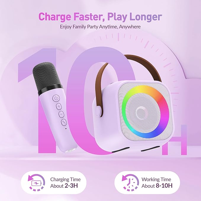 Karaoke Machine for Kids Adults, Karaoke Toys Gifts for Girls Boys, Portable Bluetooth Speaker with Wireless Microphone, Birthday Gifts for Girls Boys Ages 4, 5, 6, 7, 8, 9, 10, 12+ Years Old