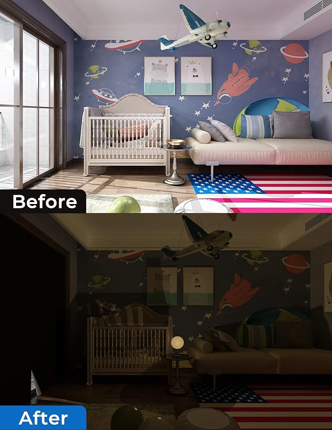 Sumobaby Blackout Curtains for Bedroom Portable 30"x63",No Drill Blackout Shades with Upgraded Hook&Loop Tapes,100% Black Out Window Cover,Thermal Insulated Blinds for Bedroom,Nursery(1 Panel,Black)
