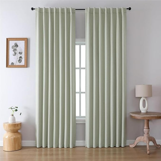 Joydeco Custom Blackout Curtains for Bedroom, Total Blackout Curtains Back Tab & Rod Pocket, Solid Thermal Insulated Window Drapes Luxury Decor for Living Room 1 Panel (Custom Size, Sage Green)