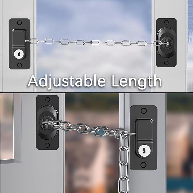 Child Proof Door Lock (2 Pack), Door Locks for Kids safety & Cat Door Latch, for Fridge Lock, Cabinet Locks, Window Locks and Baby Proofing, Strong non-marking Adhesive No Drilling (Black)