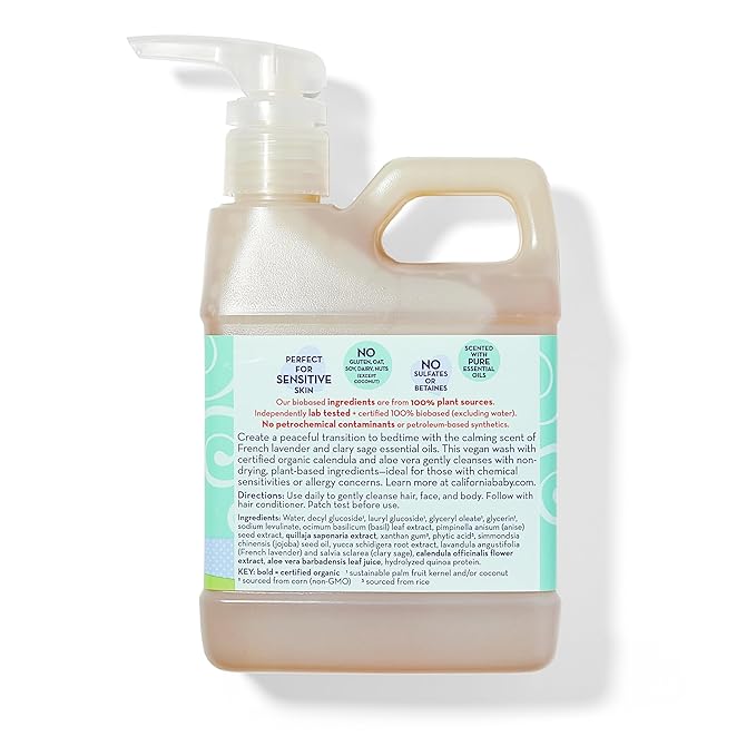 California Baby Calming Lavender Shampoo and Body Wash | 100% Plant-Based (USDA Certified) | Allergy Friendly | Baby Soap and Toddler Shampoo for Dry, Sensitive Skin | 517 mL / 17.5 fl. oz