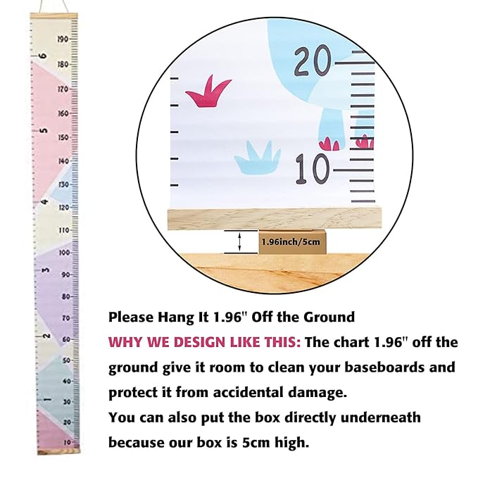 Growth Chart Wall Hanging, Portable Kids Wall Ruler Removable Height Measure Chart for Boys Girls Growth Ruler from Baby to Adult for Child's Room Decoration 79''7.9'' (Pink)