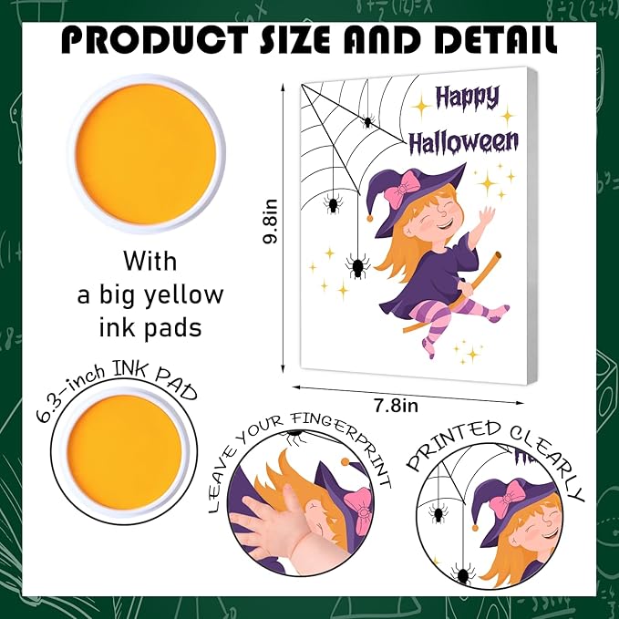 Halloween Baby Keepsake Gift, Baby's First Halloween Footprint Art on 7.8x9.8 Inch Canvas for Desktop Display, Baby Shower Photo Prop