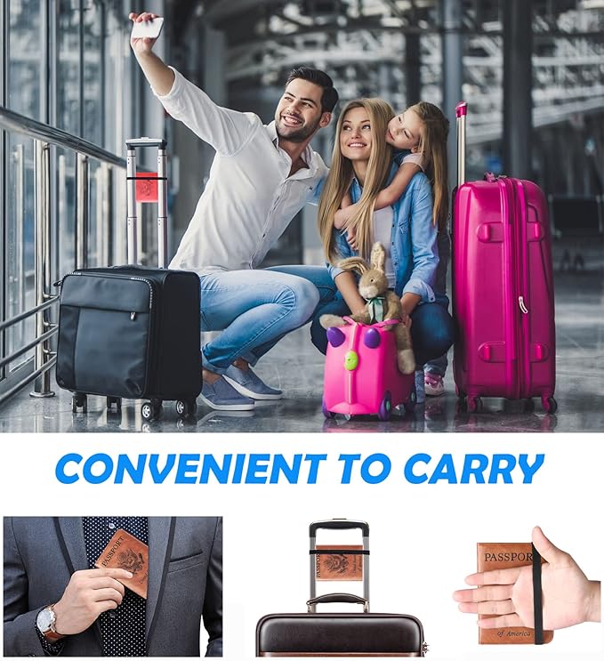 Passport Holder Cover Wallet Travel Essentials Leather Rfid Blocking Case Vacation Luggage Must Haves Travel Accessories for Men Women (116#Brown)