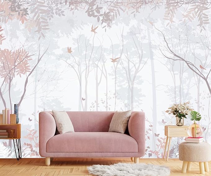 Forest Fabric Mural Wallpaper for Living Room Bedroom Dining Room(Not Self-Adhesive)