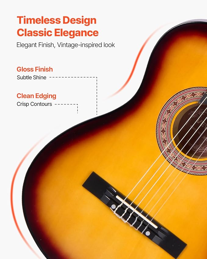 VEVOR Acoustic Guitar, Classical Guitar Starter Kit for Beginners, with Nylon Strings, Basswood Guitar, for Kids Adults Girls Boys Students