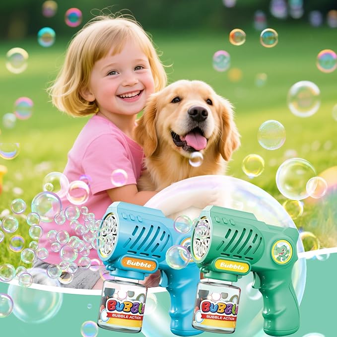 EagleStone Toys for 3+ Year Old Boys Girls, 2 Pack Bubble Gun Machine with Bubble Solution, Outdoor Toy for Kids Ages 4-8,Kids Toys for Ages 3-4 4-6 5-7, Birthday Gifts for 3 4 5 6 7 8 Year Old Boys