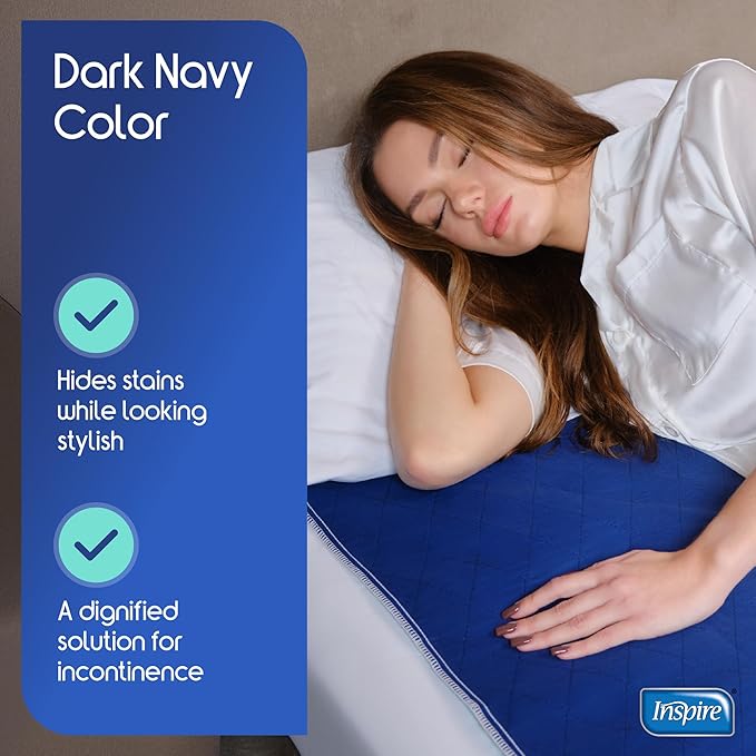 Inspire Waterproof Mattress Protector, Dark Colored to Hide Stains, Extra Large 34 x 54, Quilted Bed Pad for Incontinence Washable, for Adults and Kids