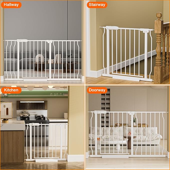 HOOEN Extra Wide Baby Gate for Stairs Doorways Hallways Tension Baby Gate Walk Through Child Gates for Kids or Pets Indoor Safety Gates 57.5-62 Inch