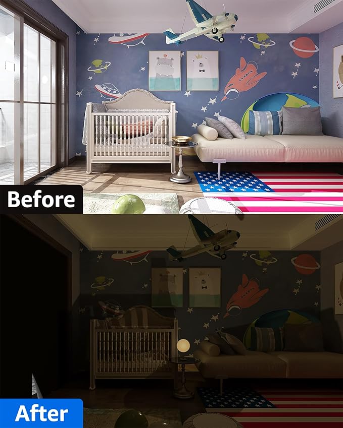 Sumobaby Blackout Curtains for Bedroom Portable 66"x70",No Drill Blackout Shades with Upgraded Hook&Loop Tapes,100% Black Out Window Cover,Thermal Insulated Blinds for Bedroom,Nursery(1 Panel,Black)