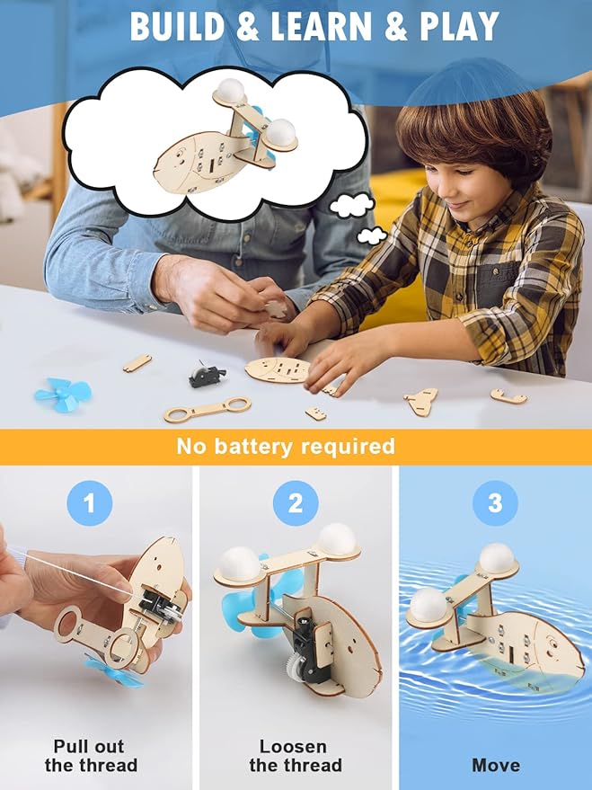 Poraxy 5 Set STEM Kits for Kids Ages 8-10, Toys for Ages 8-13, 3D Wooden Puzzles, Educational Engineering Arts Crafts Science Building Kits, Gifts for Boys and Girls 7 8 9 10 11 12 13 Year Old