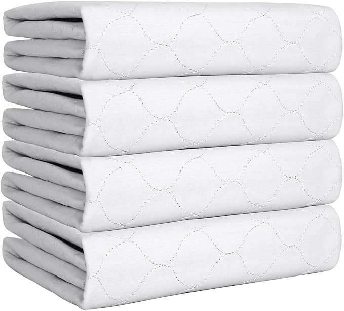 Heavy Absorbency Bed Pad, Washable and Reusable Incontinence Bed Underpads, 34"X36" (4 Pack), Waterproof Mattress Protector