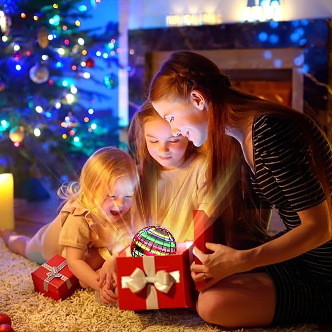 Flying Orb Ball (Red, 2025 Upgraded) with Dazzling Lights, Magic Hover Spinner, Cool Boomerang Drone, Floating Cosmic Globe, Kids Outdoor Toys, for 6 7 8 9 10 Year Old Boys Girls