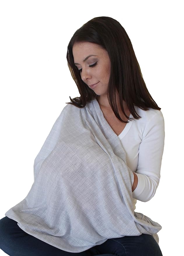 LK Baby Infinity Nursing Scarf Breastfeeding Cover Ultra Soft Premium Jersey Polyester- 100% AZO free and Safe for Baby (Light Grey Pattern)