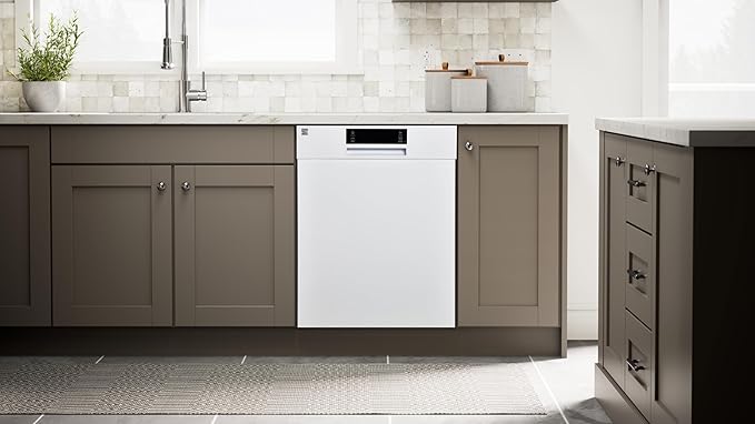 Kenmore 24" Built-in Stainless Steel Tub Dishwasher EasyFlex 3rd, SmartWash, UltraWash Plus, TurboDry, and MoreSpace Adjustable Rack, Energy Star Certified, White