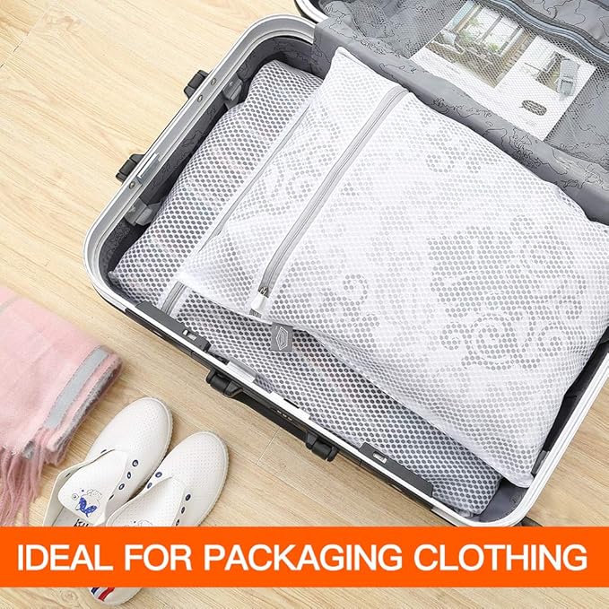 Kimmama Laundry Bag Mesh Wash Bags, Washing Machine Wash Bag, Net Washer Sack with Zipper, Dryer Pouch for Cleaning and Drying Cloths, Garment, Sweater, Delicates, lingerie, Bra, Pant, Sock, Toys