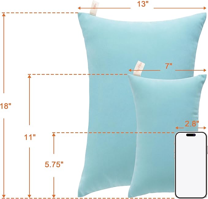 NTBAY Toddler Pillows, Down Alternative 13"x18" Pillows, Machine Washable - Soft and Breathable Travel Small Pillows for Sleeping, Ideal for Daycare, Crib, Cot, Aqua