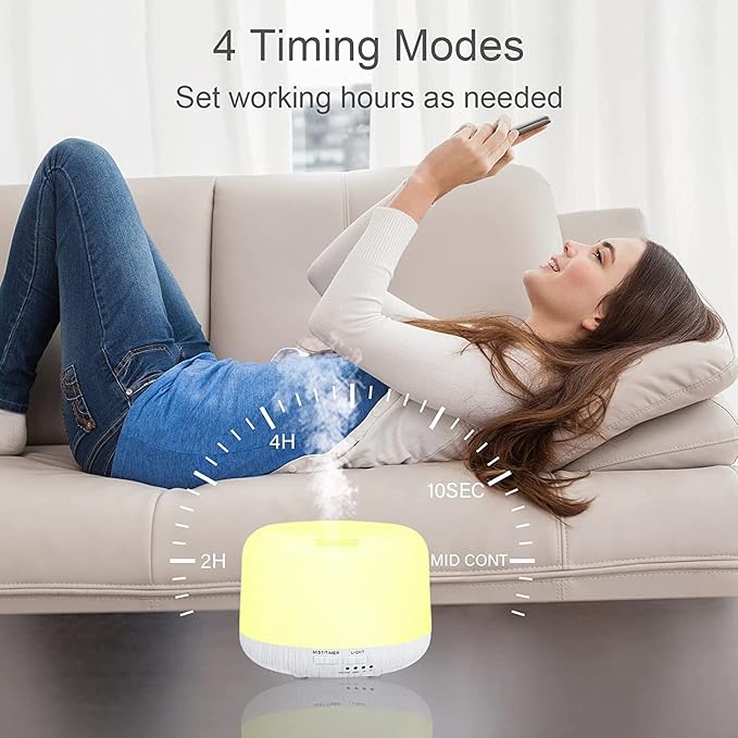 Aromatherapy Diffuser for Essential Oil, 300ml Cool Mist Humidifier with Remote Control, Aroma Diffusers for Home with Waterless Safety Switch & 14 LED Colors