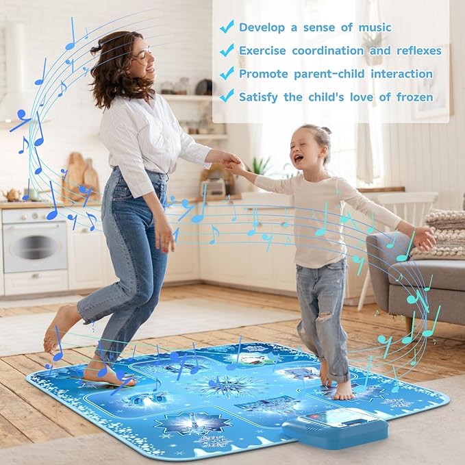 GirlsHome Dance Mat - Frozen Toys for Girls Electronic Dance Pad with 5 Game Modes, Built-in Music, Touch Sensitive Light Up LED Kids Musical Mat, Christmas & Birthday Gift for Girls 3-13