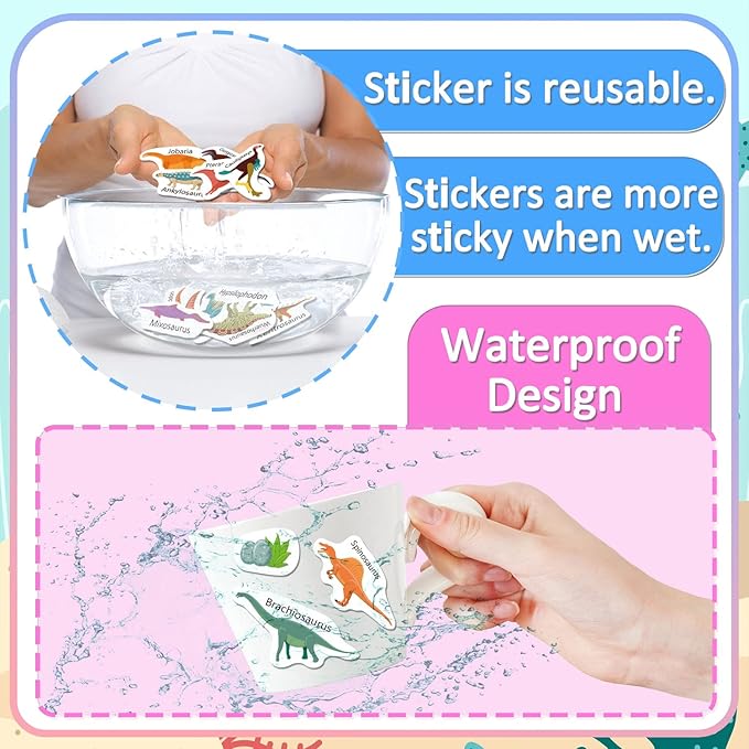 Reusable Sticker Book for Toddlers, Sticker Books for Toddlers 2-4 Years, Airplane Travel Essential for Kids, Stickers for Kids 2 3 4 5 6 Year Old Girls Boys (Dinosaurs)