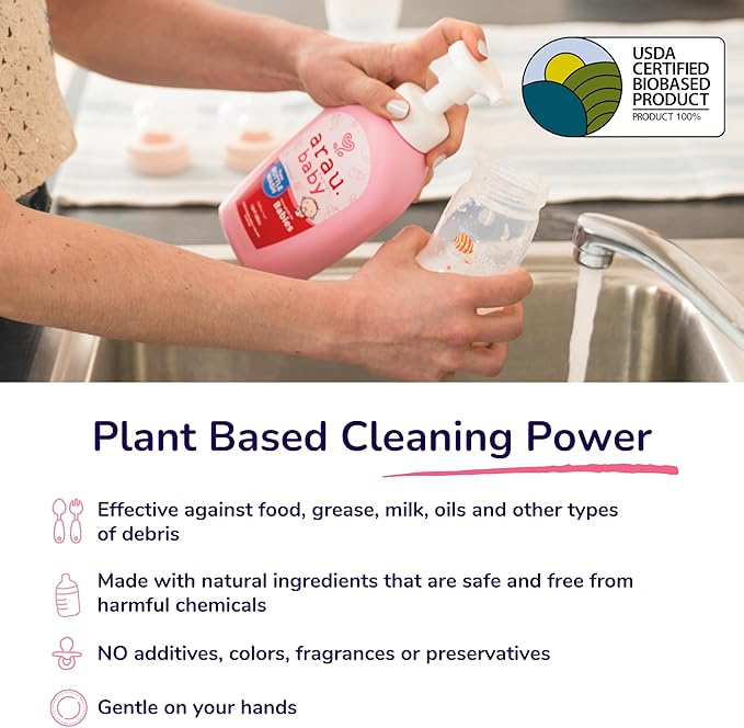 Unscented Foam Bottle Wash Refill, Natural Plant Based Baby Bottle & Dish Soap, No Artificial Fragrance or Additives, Gentle for Washing Bottles, Pacifiers and Toys, Easy Rinse, 15.21 Fl Oz