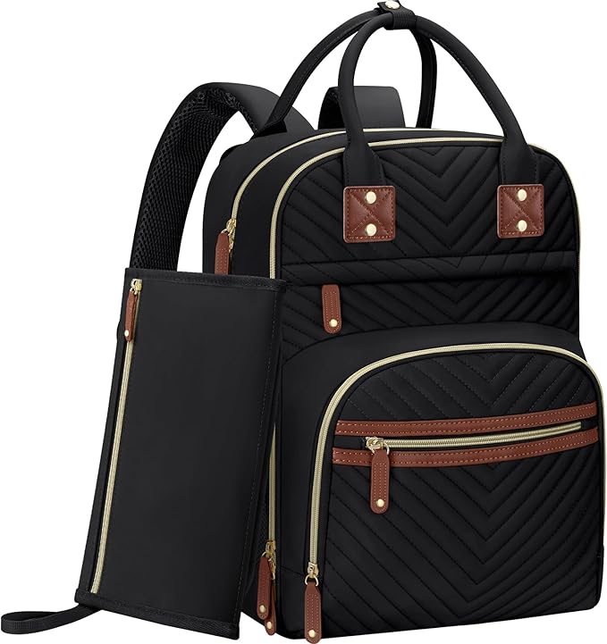 Diaper Bag Backpack for Women with Changing Pad, Baby Bag with Insulated Pockets Multifunctional Diaper Bags For Baby Girl Boy Waterproof Baby Bags For Boys Girls Maternity Bag Black