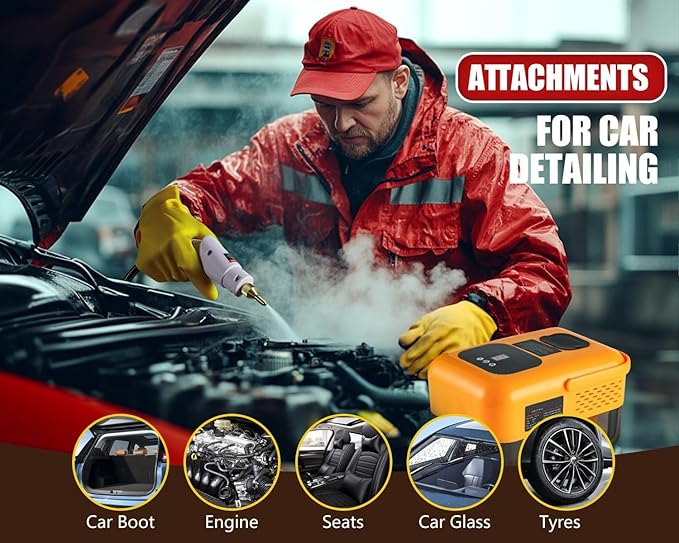 Steam Cleaner for Home, Handheld 2500W High Pressure Steamer for Cleaning, 9-Level Multipurpose Steam Cleaner for Car Floor Upholstery Kitchen Bathroom Grout Tile, 14 Accessories Included, Yellow